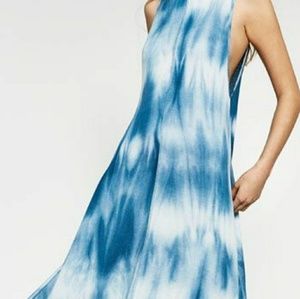Zara blue long dress tye dye cotton S . Mint